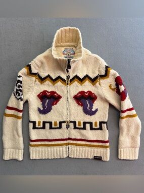 Rolling Stones Wool Knit Sweater XL Mens Cowichan Full Zip Energie Sweater Italy